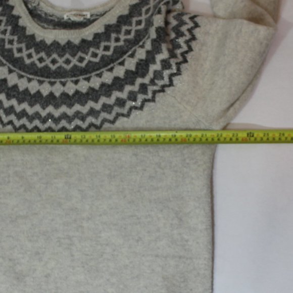 Artisan NY Fair Isle Neutral Knit Cashmere Wool Blend Sweater Top Gray size  XL - Picture 4 of 10